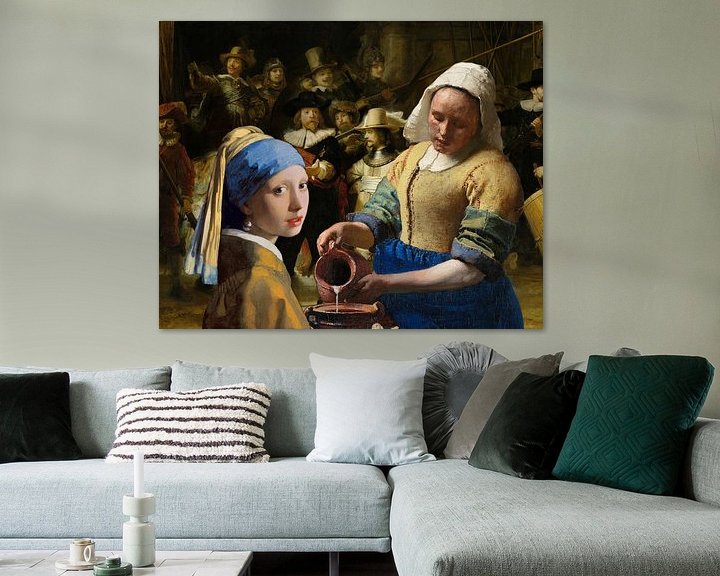 Meisje met de parel - Melkmeisje - De Nachtwacht 2 van Lia Morcus op